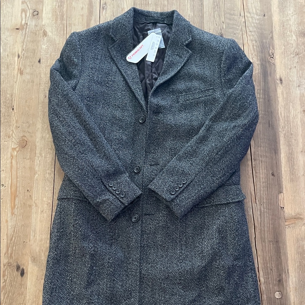 NEW J Crew Ludlow Topcoat Primaloft 40R Charcoal Herringbone